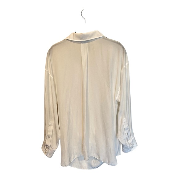 Smythe  White Draped Front faux Wrap Blouse Size Small - Picture 5 of 10
